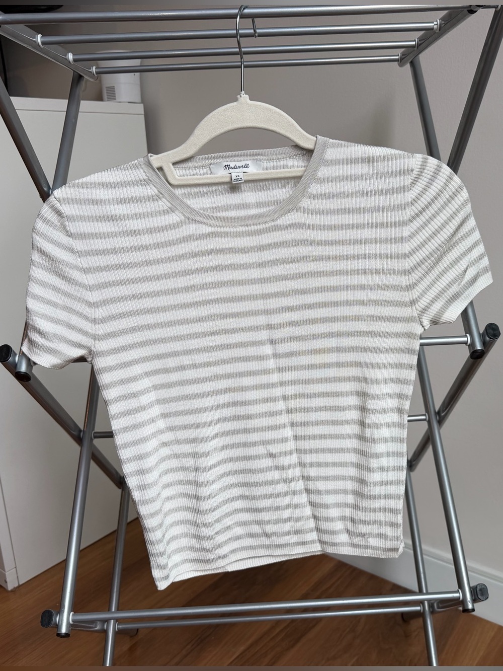 Madewell Gray and White Striped Shitt